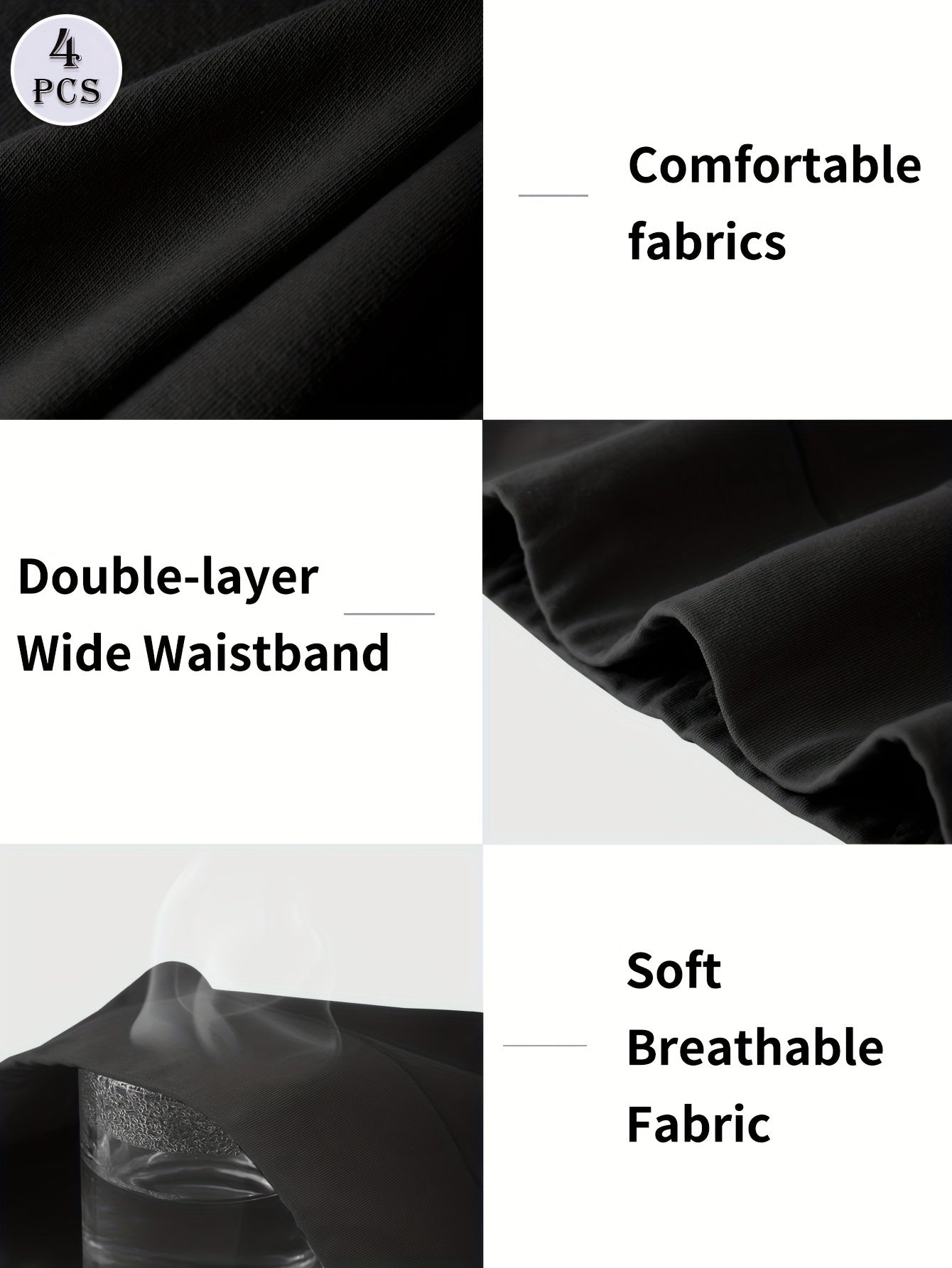 Ensemble de 4 boxers pour femmes, taille haute, confortables, ajustement serré pour un usage quotidien.