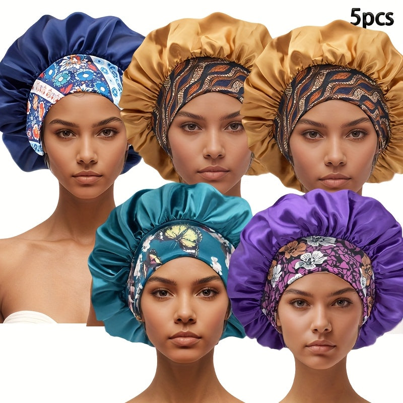 5 Bonnets Satin Élégants pour Femmes pour protection capillaire