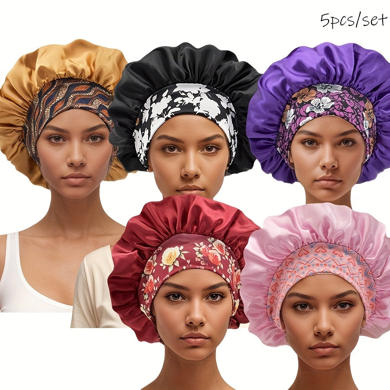 5 Bonnets Satin Élégants pour Femmes pour protection capillaire