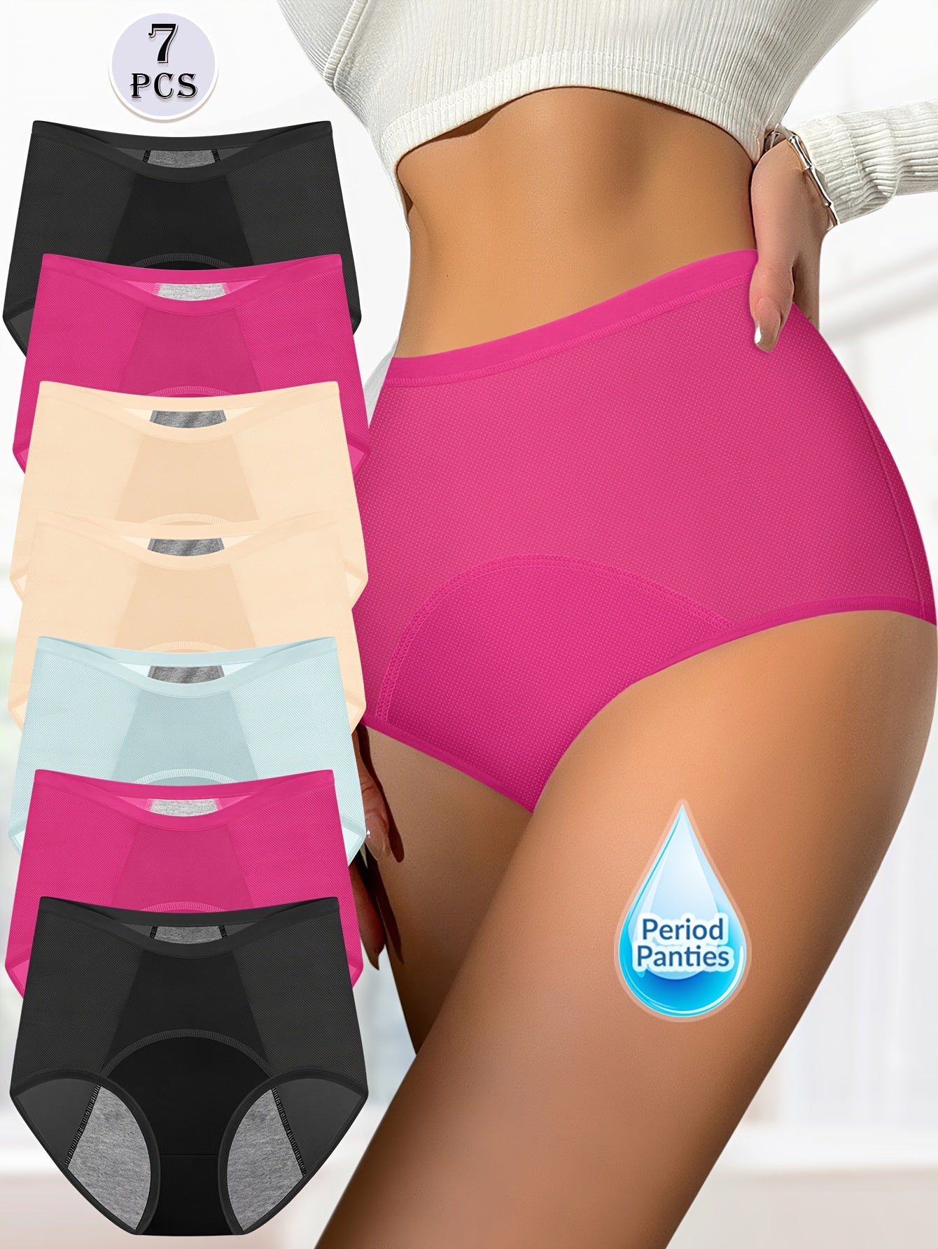 Lot de 7 culottes sans couture anti-fuites, sexy et confortables, extensibles et respirantes, lingerie et sous-vêtements pour femmes