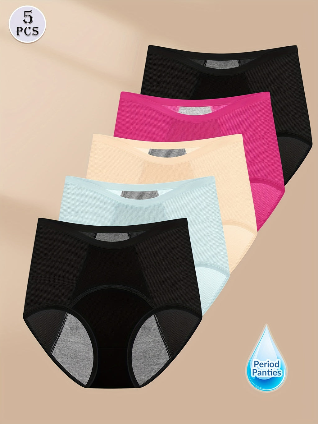 Pack de 5 Culottes Menstruelles MEIYATING pour Femmes - Flux Abondant, Respirantes et Absorbants avec Panneaux Aérés