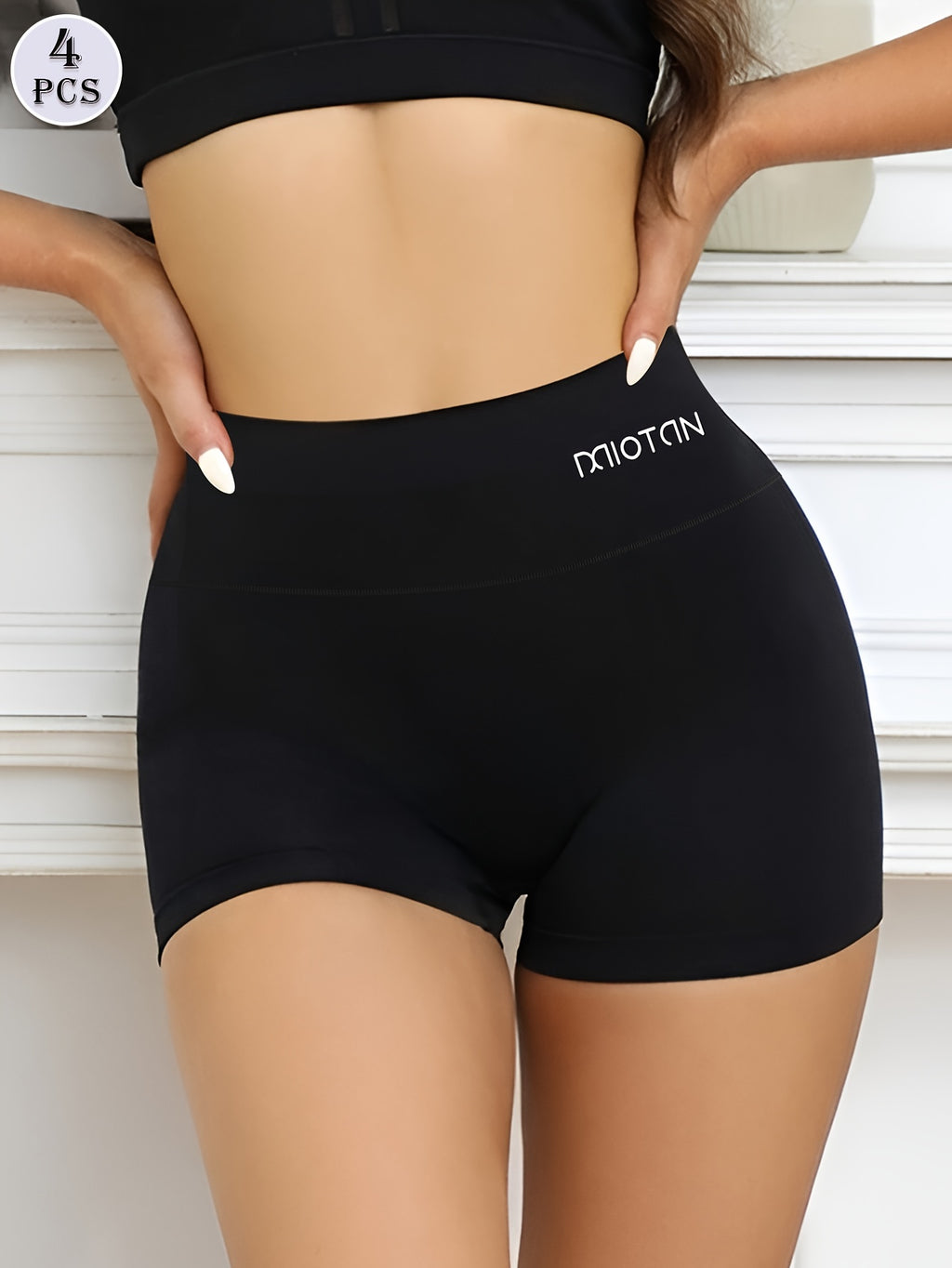 Ensemble de 4 boxers pour femmes, taille haute, confortables, ajustement serré pour un usage quotidien.