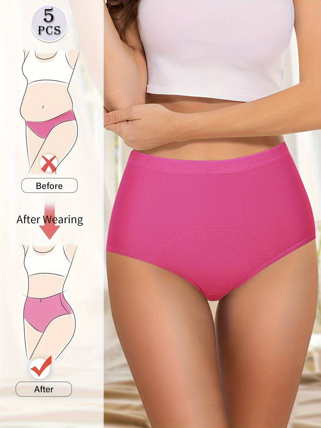 Pack de 5 Culottes Menstruelles MEIYATING pour Femmes - Flux Abondant, Respirantes et Absorbants avec Panneaux Aérés