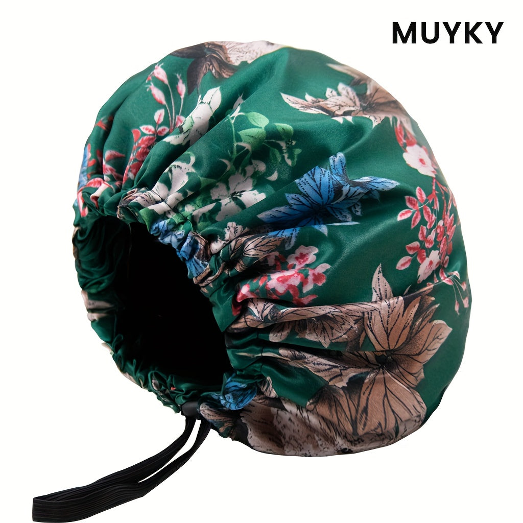 Bonnet de Nuit en Satin Luxueux pour Femmes - Grande Taille Ajustable à Double Couche avec Motifs Floraux et Unis