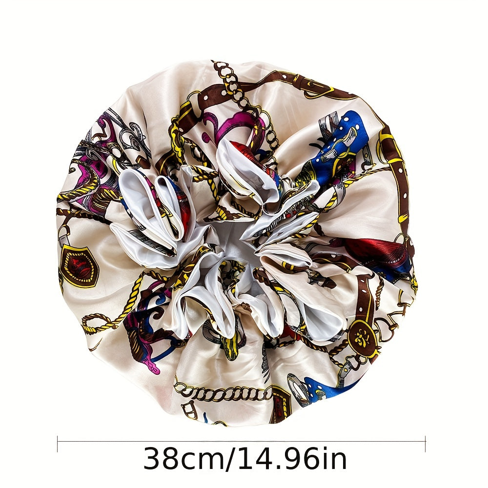 Lot de 2 bonnets en satin pour femmes, double couche, soyeux, imprimé floral et animalier, matière douce pour la nuit, idéal pour se détendre, accessoire de nuit élégant