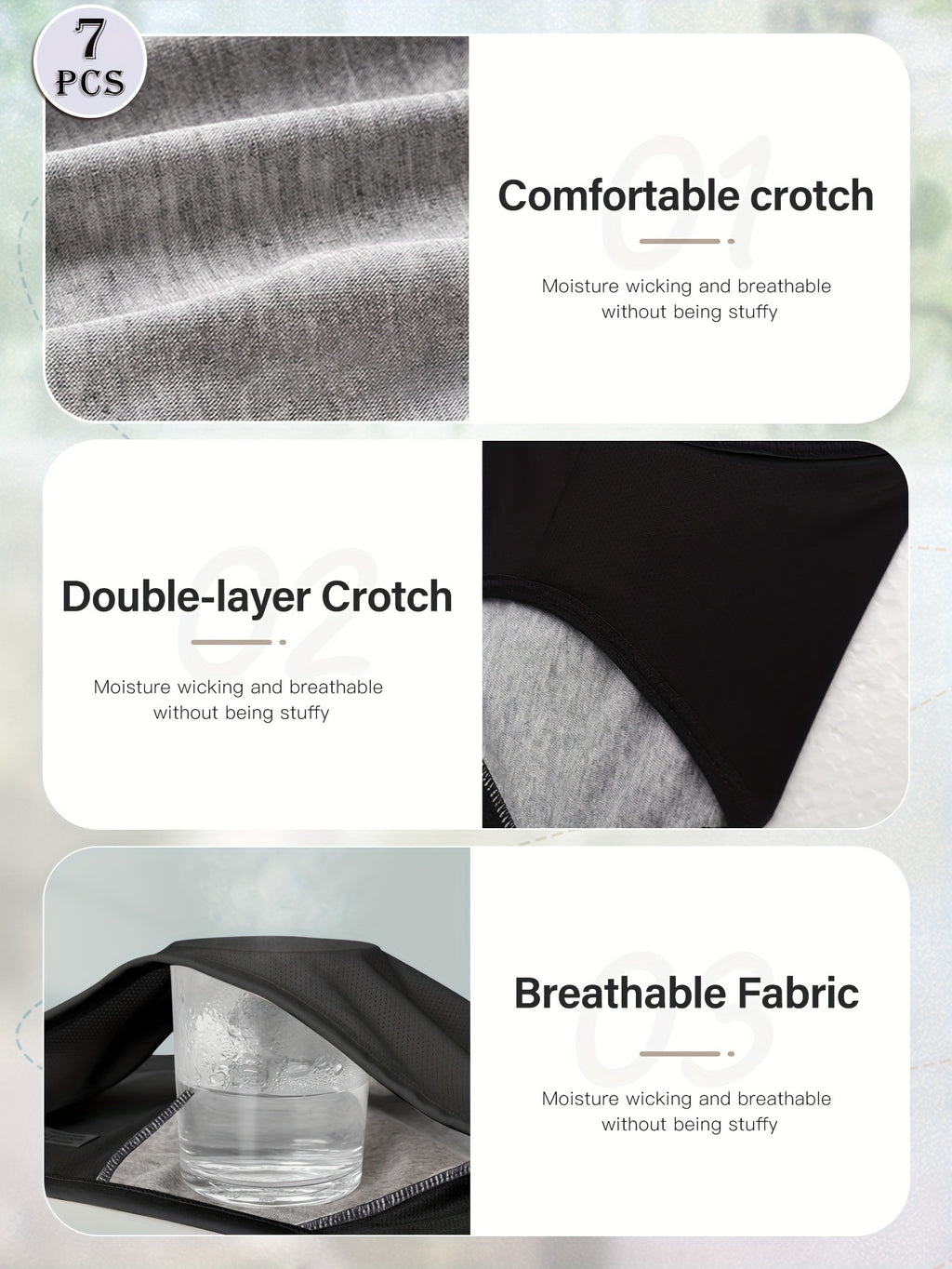 Lot de 7 culottes sans couture anti-fuites, sexy et confortables, extensibles et respirantes, lingerie et sous-vêtements pour femmes