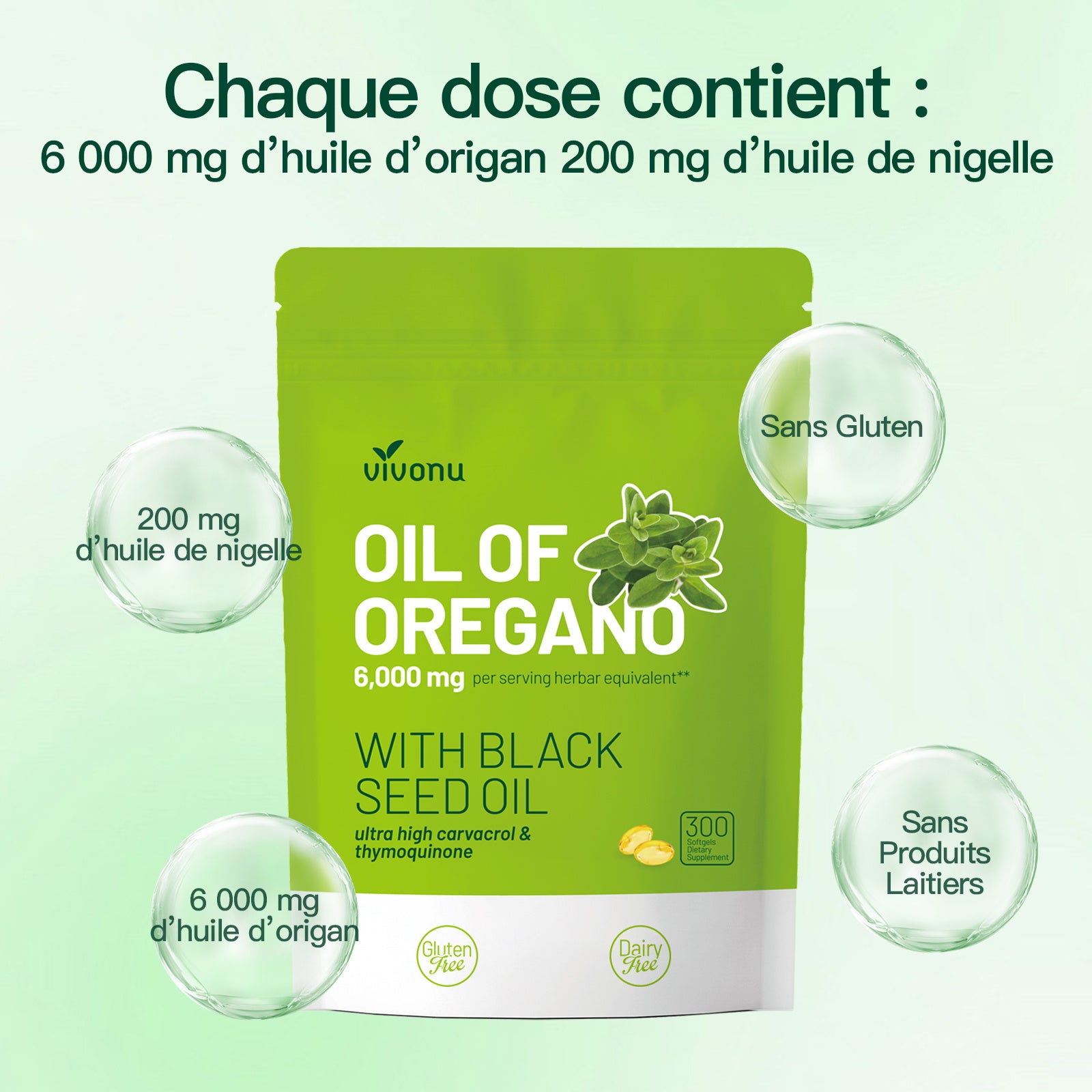 VIVONU Huile d'origan plus huile de graine noire