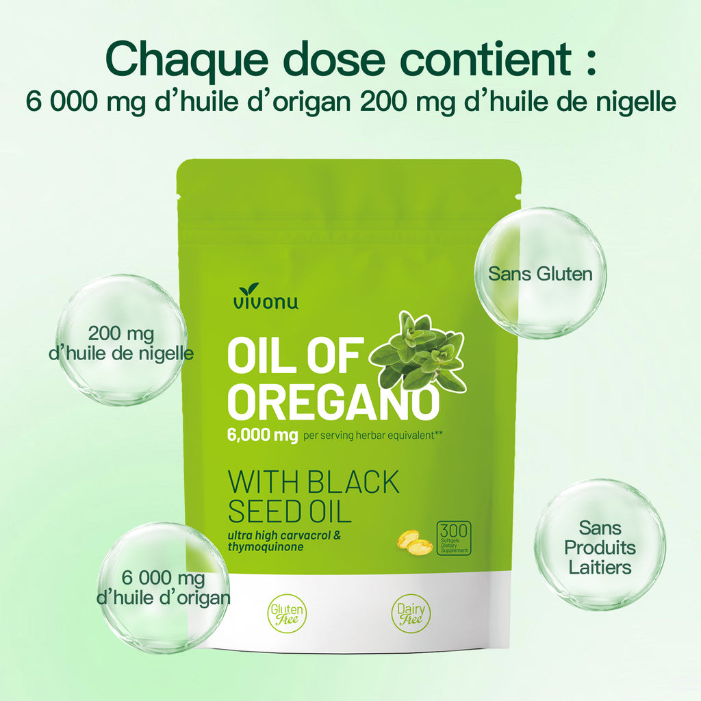 VIVONU Huile d'origan plus huile de graine noire