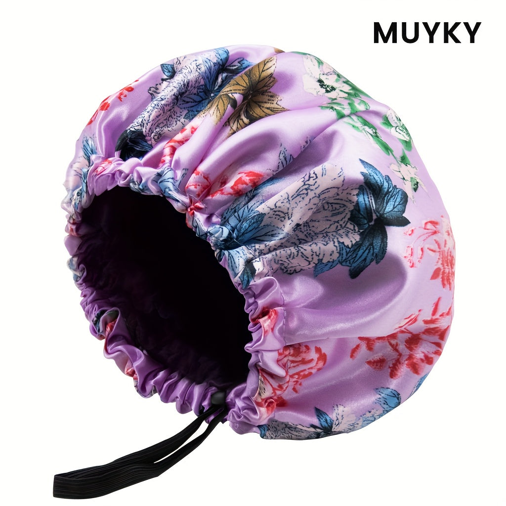 Bonnet de Nuit en Satin Luxueux pour Femmes - Grande Taille Ajustable à Double Couche avec Motifs Floraux et Unis