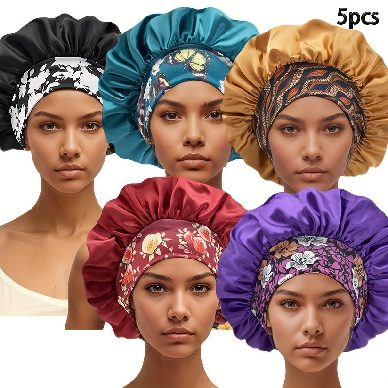 5 Bonnets Satin Élégants pour Femmes pour protection capillaire