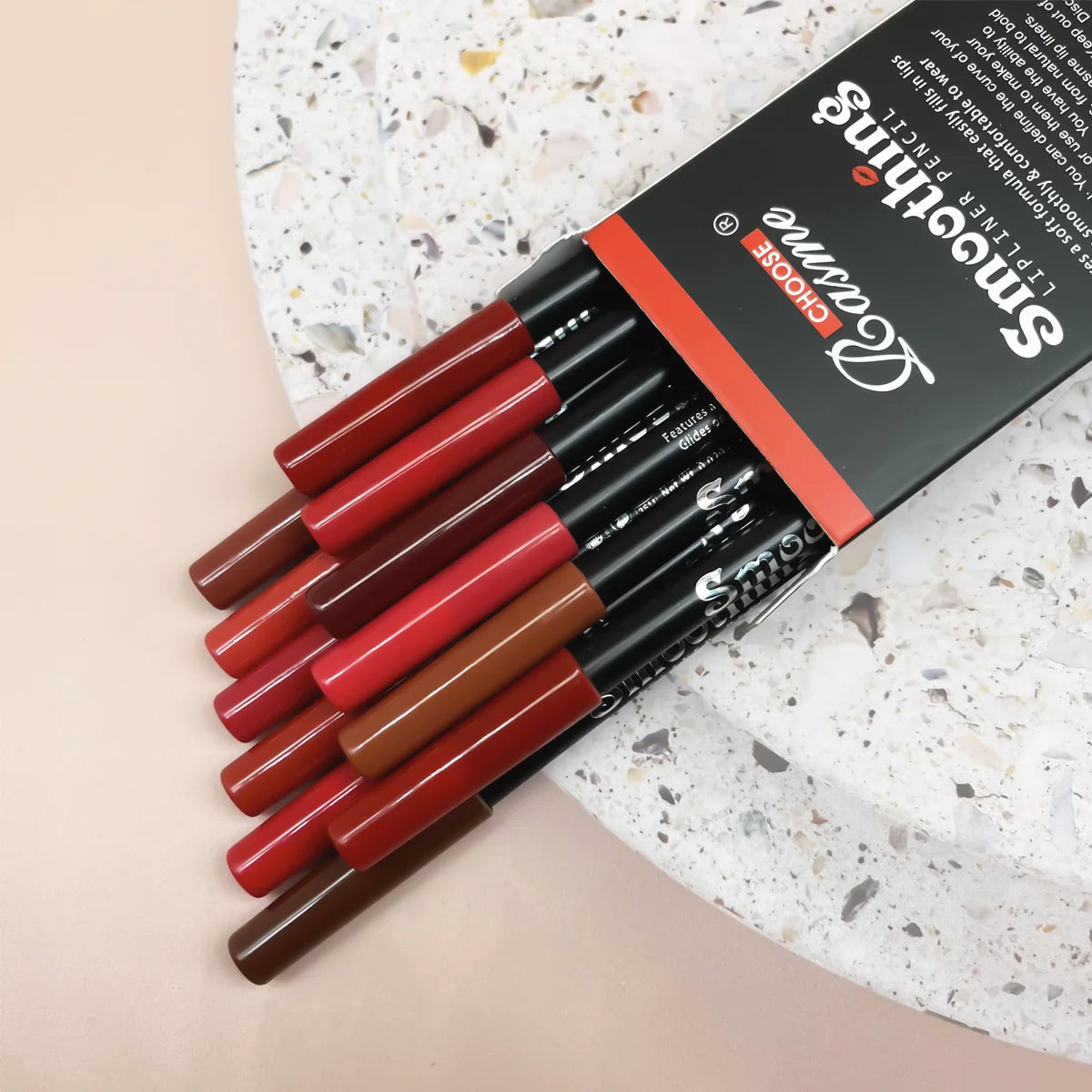 Ensemble de rouges à lèvres longue durée avec crayon professionnel Jules Liner et 256 Jules Gloss pour femme, cadeaux de la fête du Léon, 12 pièces