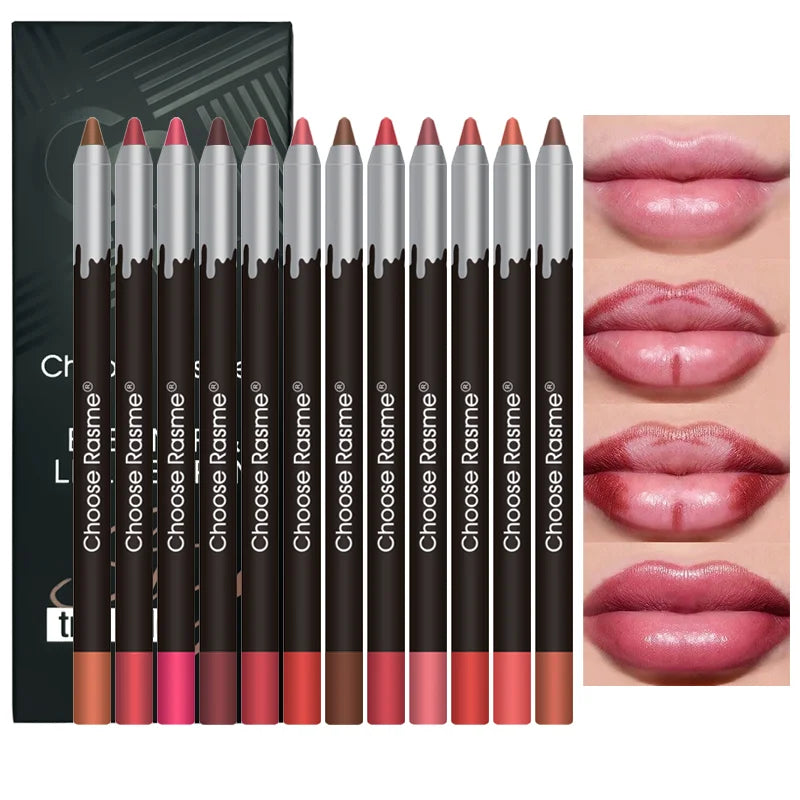 Ensemble de crayons à lèvres mats de 12 couleurs, stylo rouge à lèvres en 12 couleurs, coffret cadeau, maquillage durable pour les lèvres
