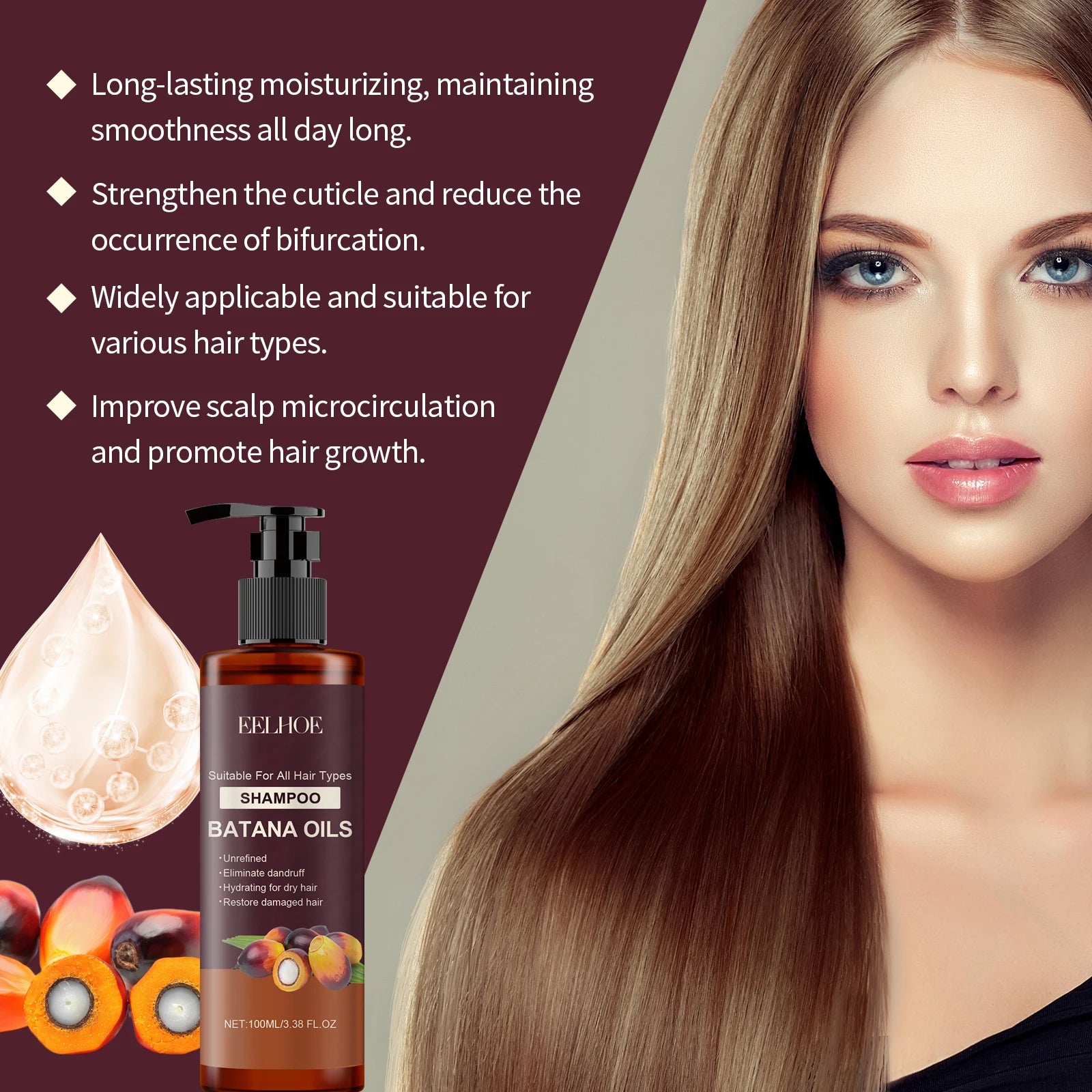 EELHOE Batana shampooing pour cheveux