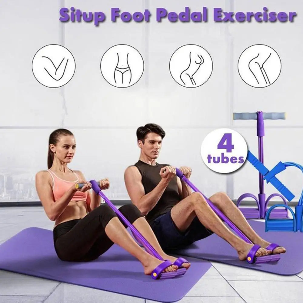 Bandes de résistance de fitness-4 extracteur de cheville de pédale de tube-bande d'exercice de corde d'étirement de jambe assise, bandes de fitness d'étirement d'entraînement