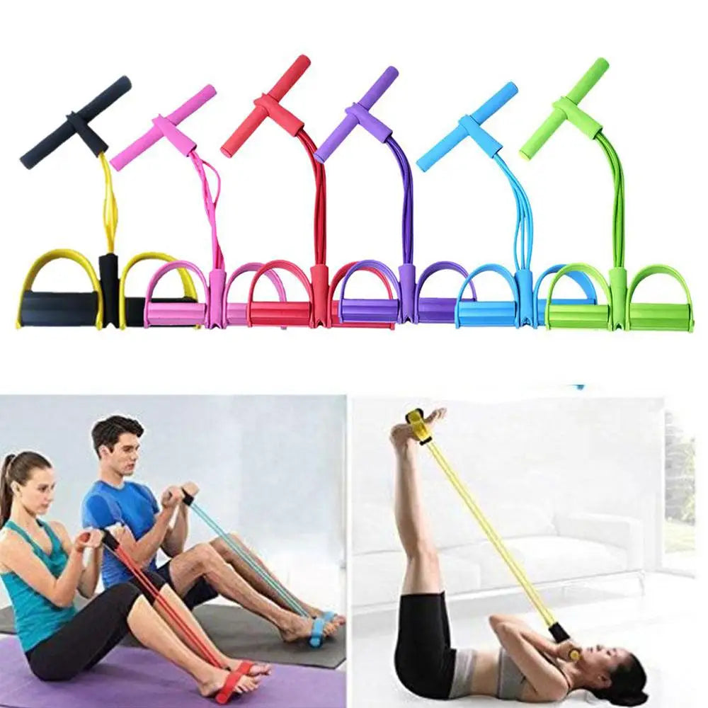 Bandes de résistance de fitness-4 extracteur de cheville de pédale de tube-bande d'exercice de corde d'étirement de jambe assise, bandes de fitness d'étirement d'entraînement