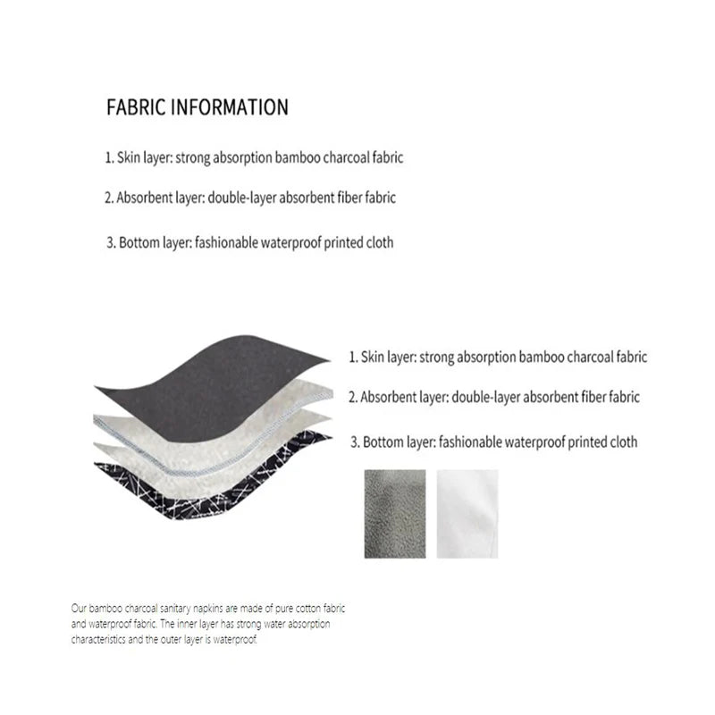 Serviettes Menstruelles Réutilisables Charbon Bambou - Flux Fort Bio
