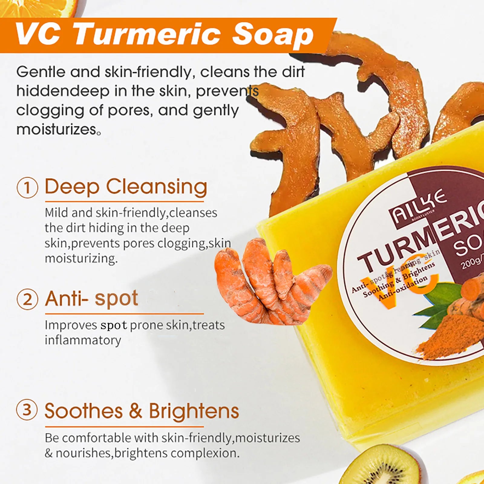 Kit Soins Curcuma Bio AILKE - Anti-Acné Éclaircissant Teint Uniforme