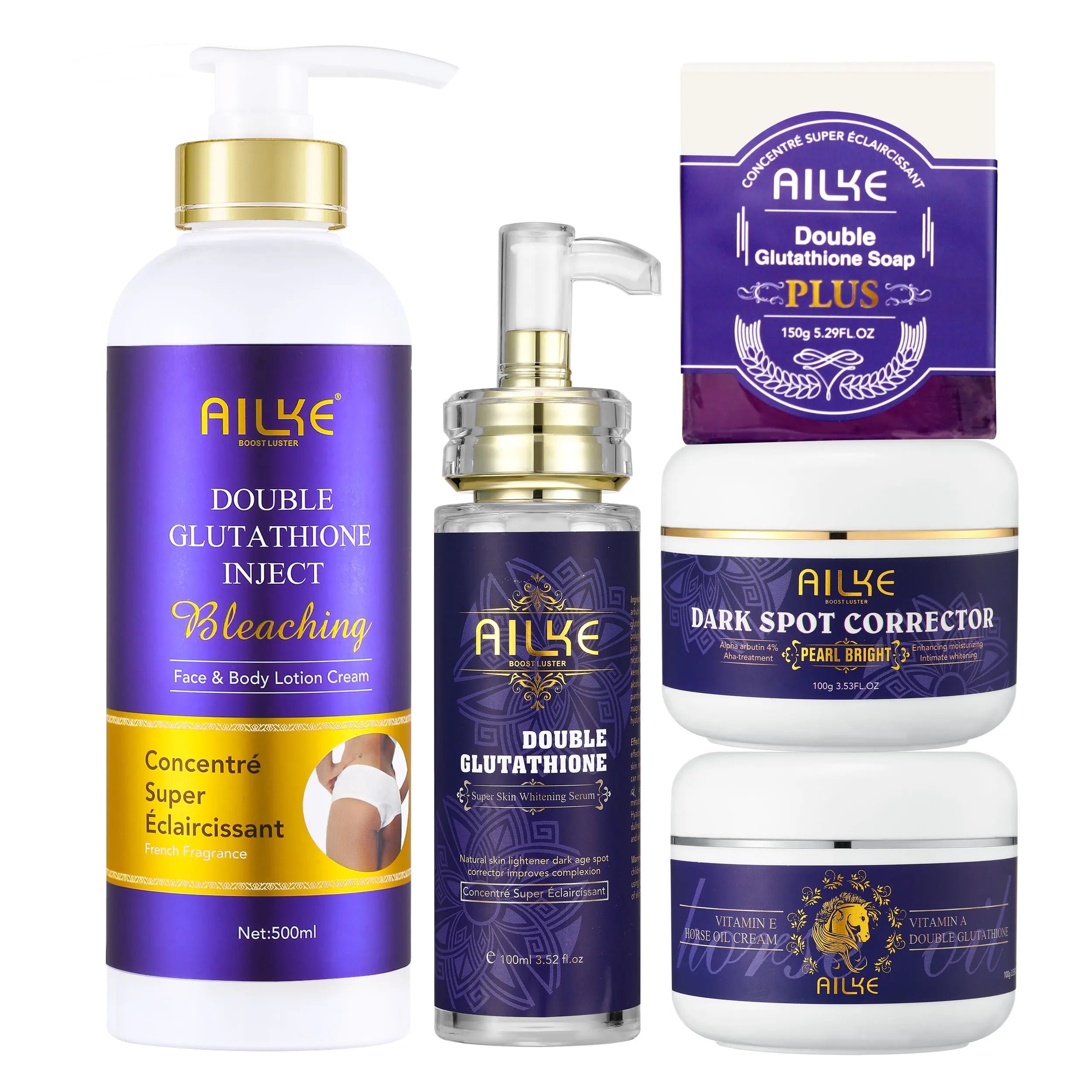 AILKE Kit de soins de la peau 5 en 1 au glutathion pour femme