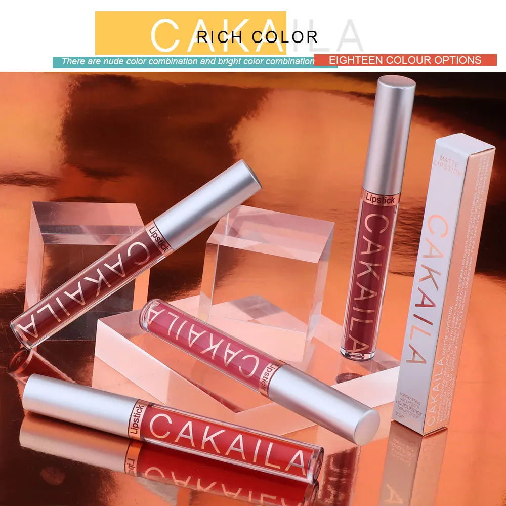 Rouge à lèvres mat 18 couleurs, tasse antiadhésive, brillant à lèvres étanche