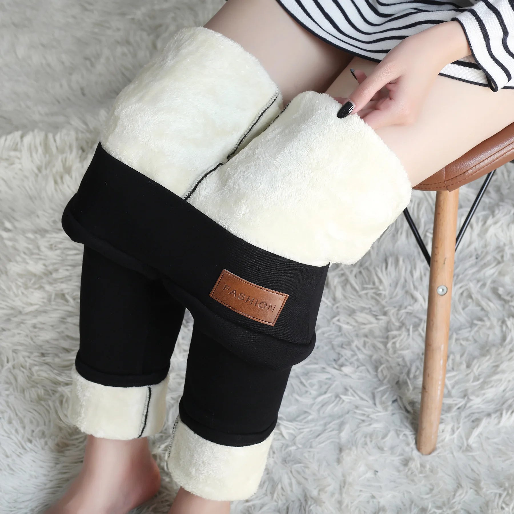 Leggings thermiques taille haute pour femmes, collants translucides élastiques, pantalons chauds, pantalons assiste épais, sexy, sourire féminin, hiver