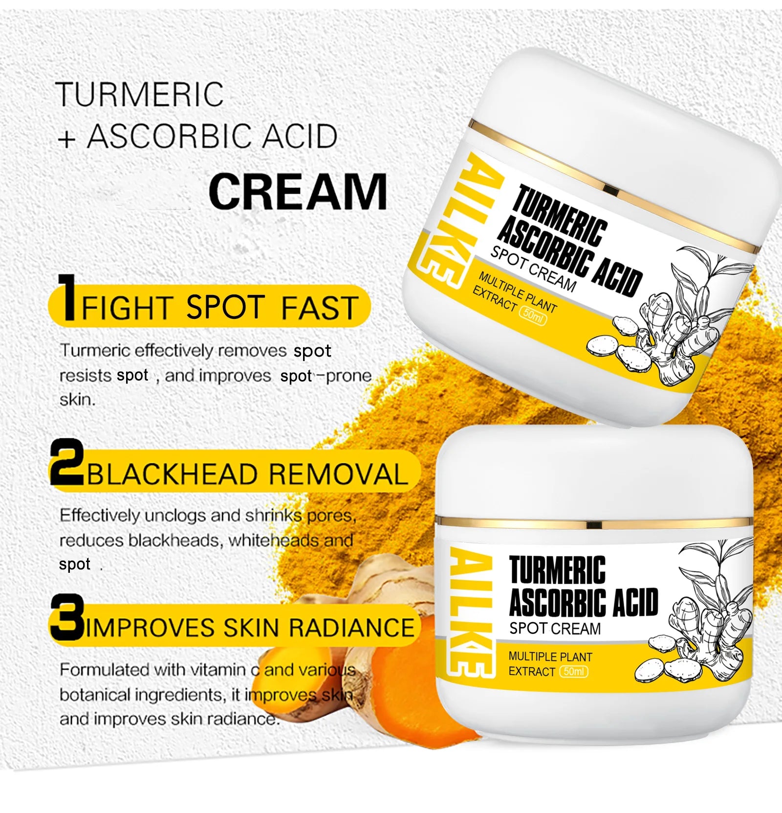 Kit Soins Curcuma Bio AILKE - Anti-Acné Éclaircissant Teint Uniforme