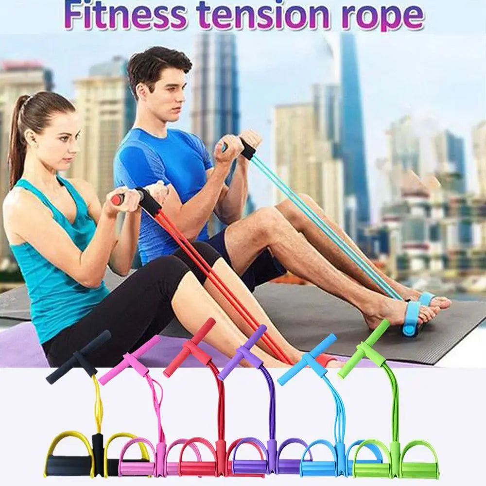 Bandes de résistance de fitness-4 extracteur de cheville de pédale de tube-bande d'exercice de corde d'étirement de jambe assise, bandes de fitness d'étirement d'entraînement