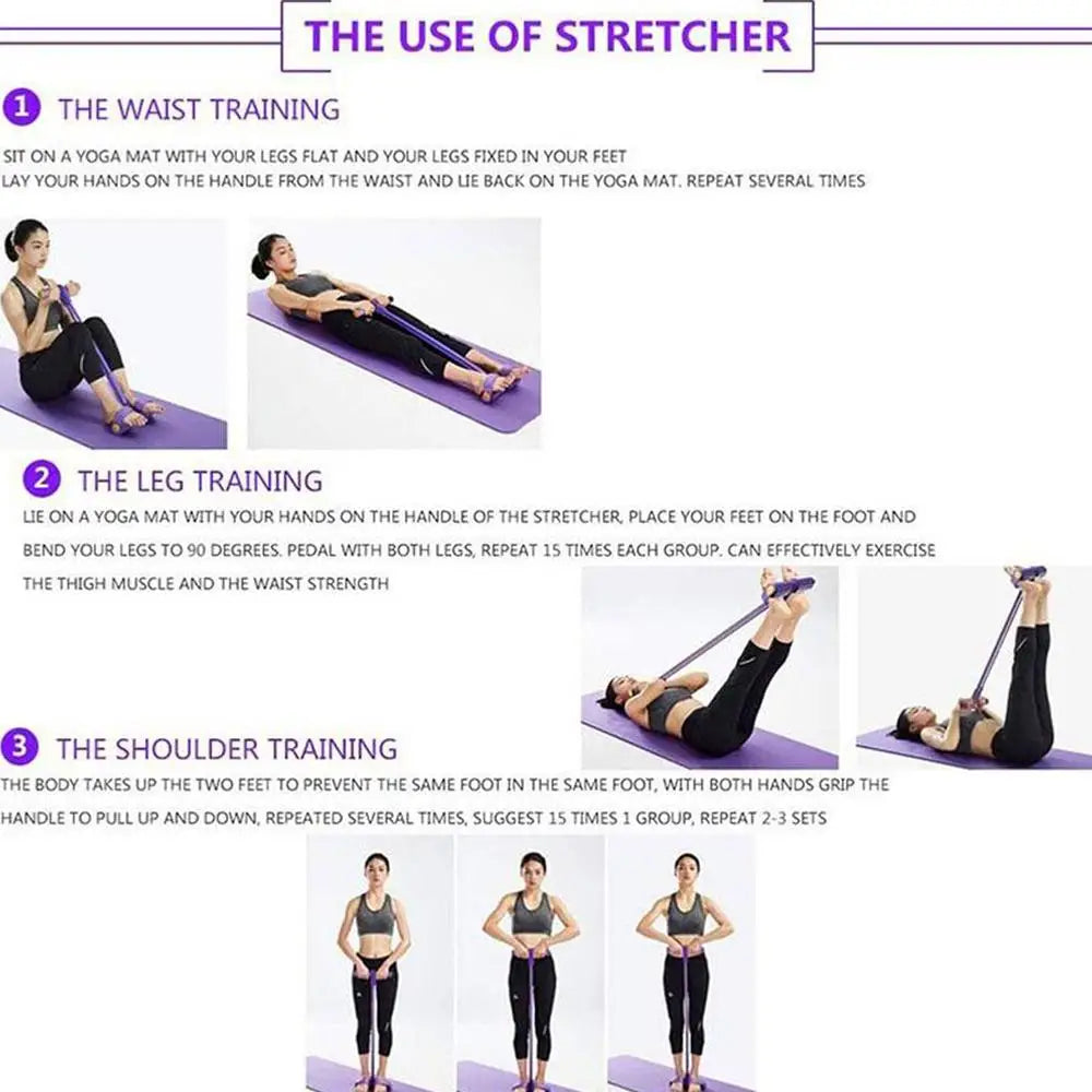 Bandes de résistance de fitness-4 extracteur de cheville de pédale de tube-bande d'exercice de corde d'étirement de jambe assise, bandes de fitness d'étirement d'entraînement