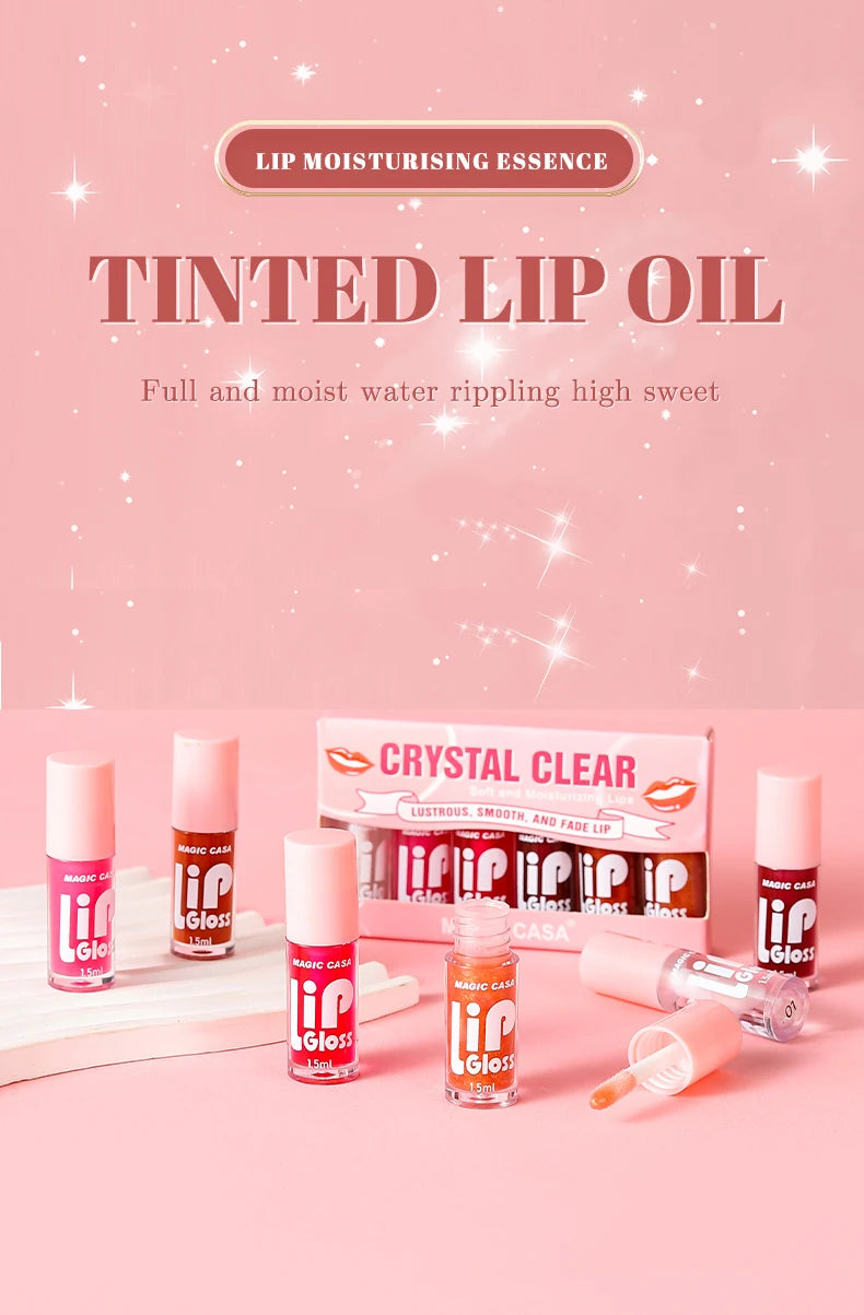 MAGIC CASA 6 pièces/ensemble petite bouteille huile à lèvres gelée hydratante longue durée hydratant lisse scintillant liquide hydratant pour les lèvres