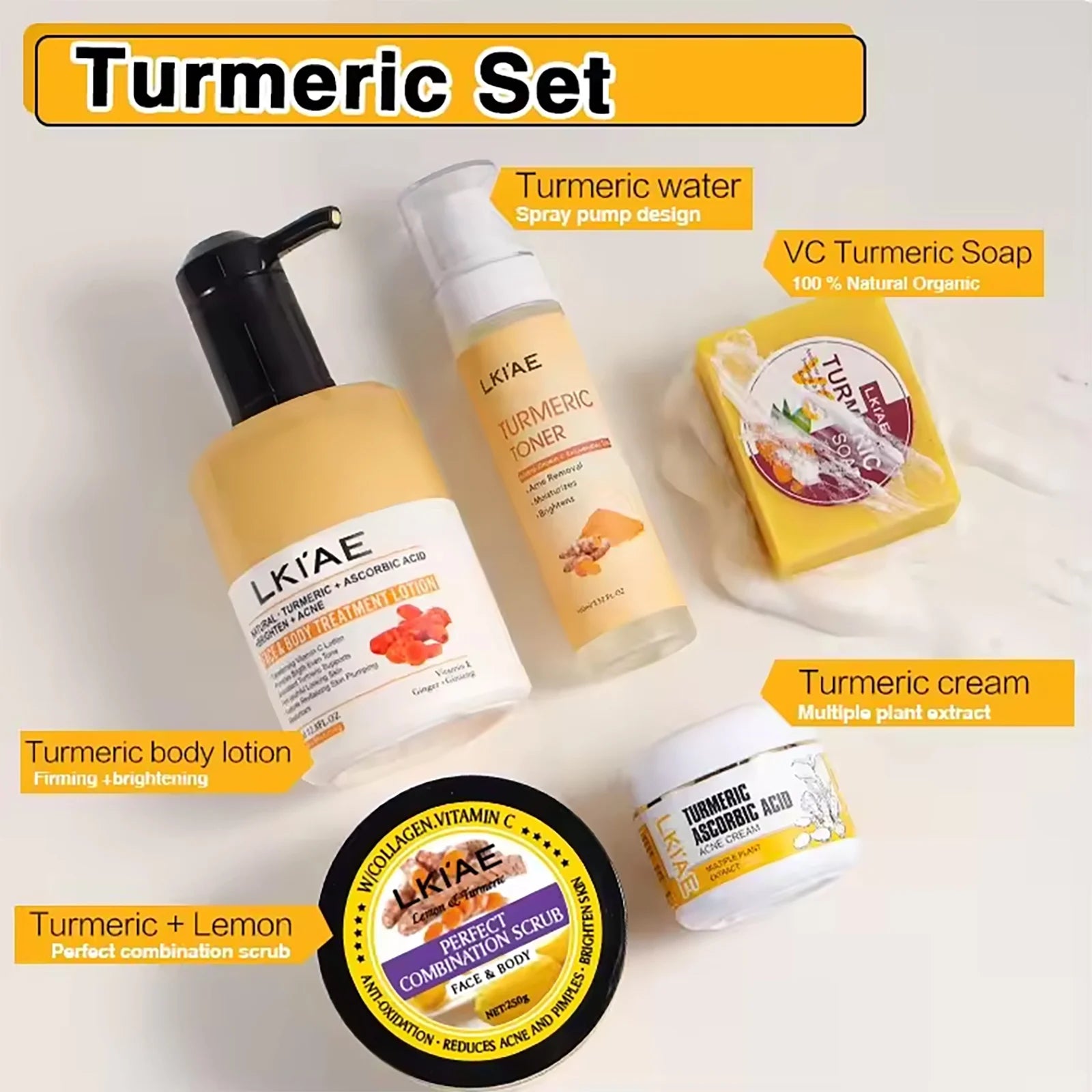 Kit Soins Curcuma Bio AILKE - Anti-Acné Éclaircissant Teint Uniforme