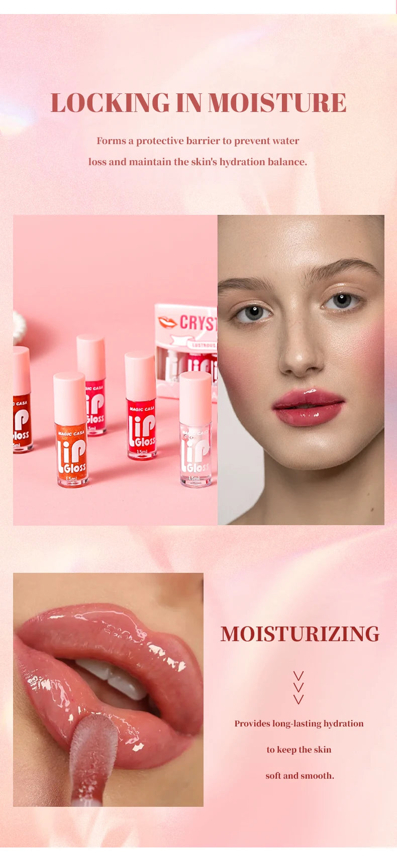 MAGIC CASA 6 pièces/ensemble petite bouteille huile à lèvres gelée hydratante longue durée hydratant lisse scintillant liquide hydratant pour les lèvres