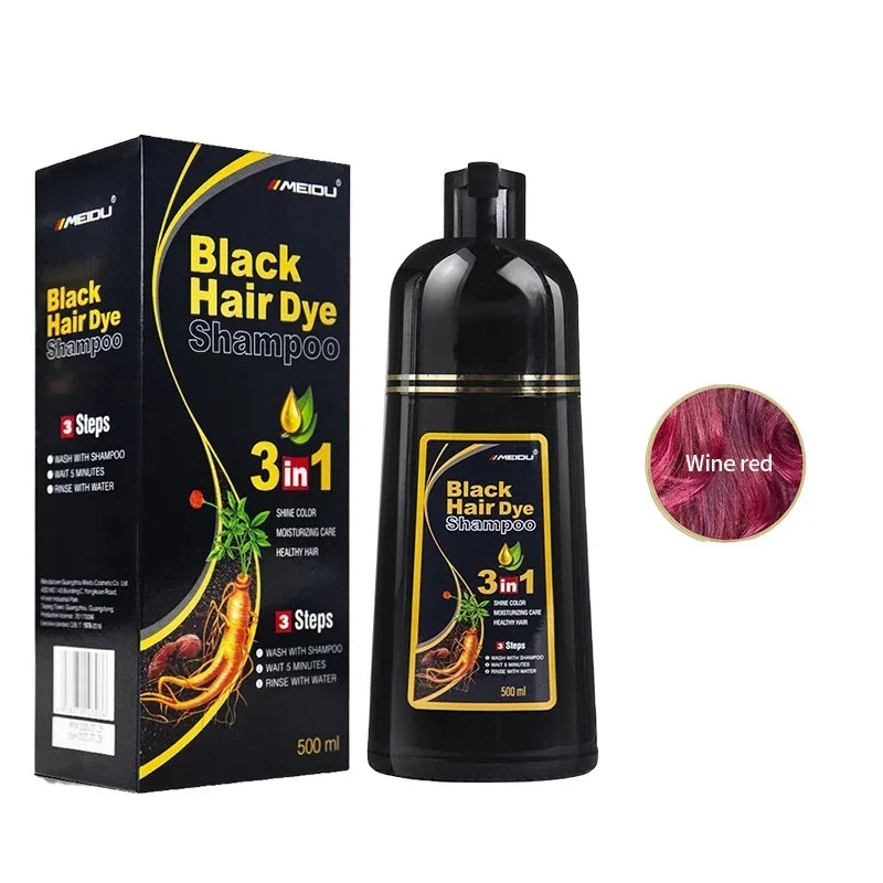 Shampoing 3 en 1 pour teinture capillaire, 100ml/500ml, assombrissant instantané, gris à noir, Polygonum Multiflorum, couverture naturelle pour hommes et femmes