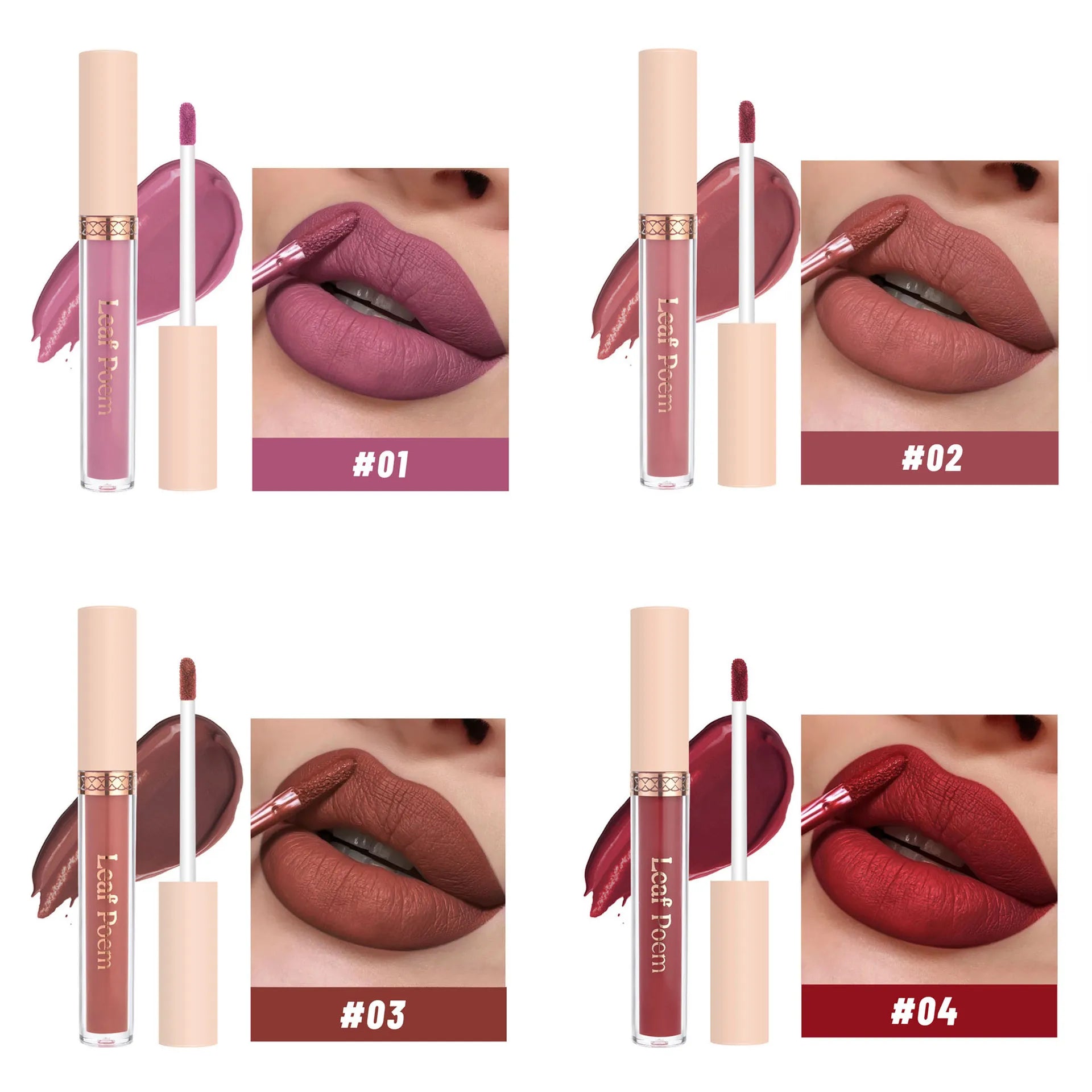 8 pcs rouge à lèvres liquide mat, vernis à lèvres - brillant à lèvres imperméable, antiadhésif, longue durée, tons marron, rose, violet et rouge, adapté pour la Saint-Valentin, au quotidien, les fêtes, les voyages