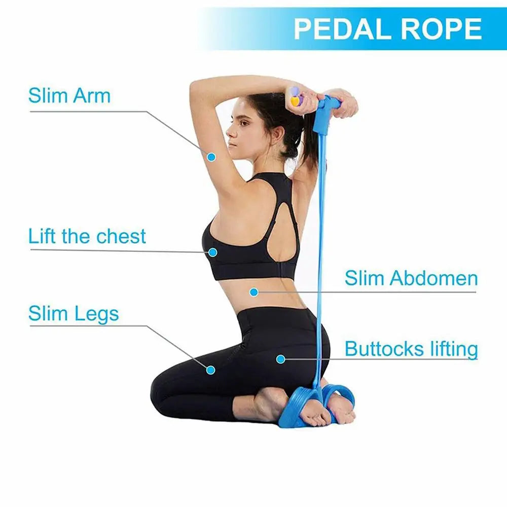 Bandes de résistance de fitness-4 extracteur de cheville de pédale de tube-bande d'exercice de corde d'étirement de jambe assise, bandes de fitness d'étirement d'entraînement