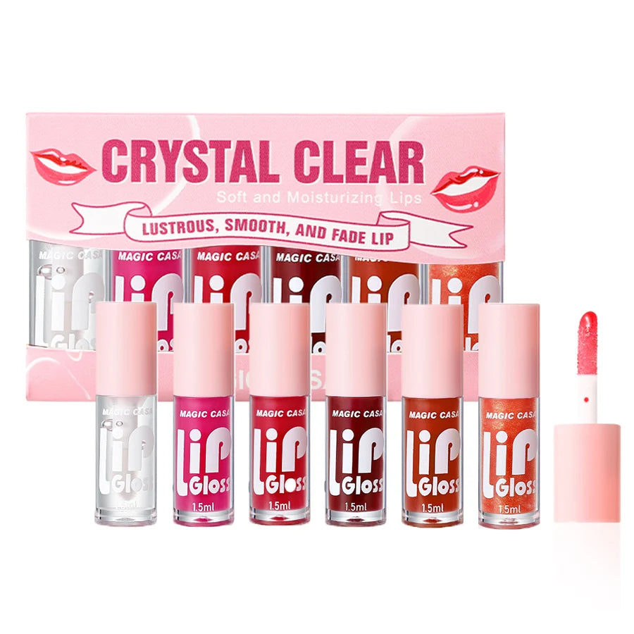 MAGIC CASA 6 pièces/ensemble petite bouteille huile à lèvres gelée hydratante longue durée hydratant lisse scintillant liquide hydratant pour les lèvres