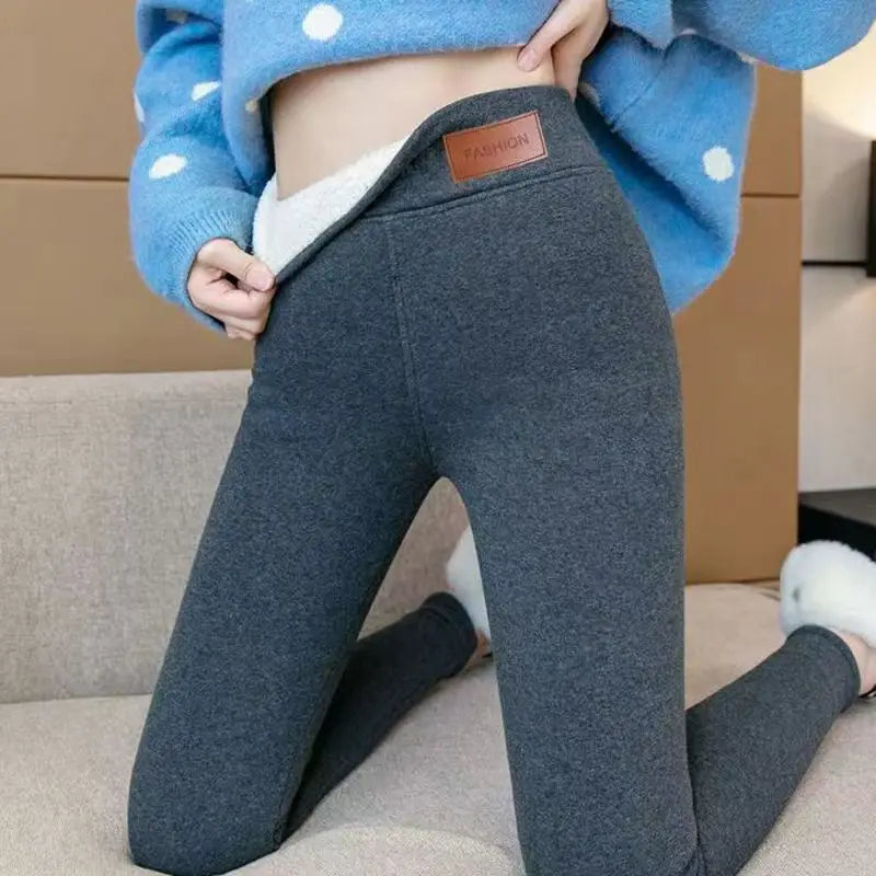 Leggings thermiques taille haute pour femmes, collants translucides élastiques, pantalons chauds, pantalons assiste épais, sexy, sourire féminin, hiver