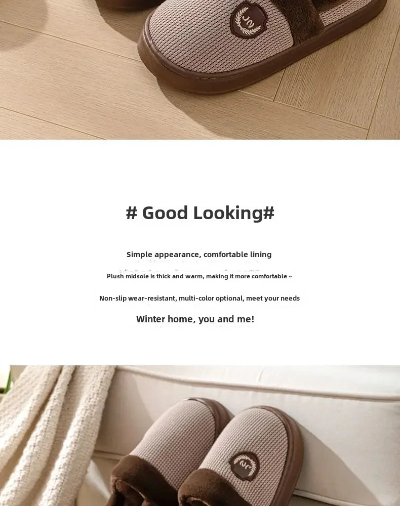 Pantoufles d'hiver en coton doublées de sourire
