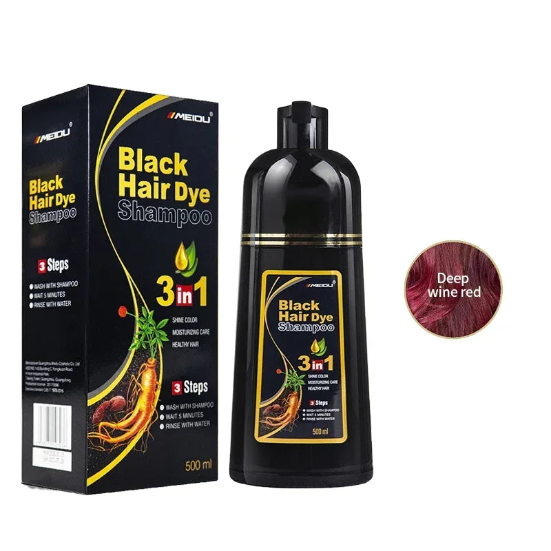 Shampoing 3 en 1 pour teinture capillaire, 100ml/500ml, assombrissant instantané, gris à noir, Polygonum Multiflorum, couverture naturelle pour hommes et femmes