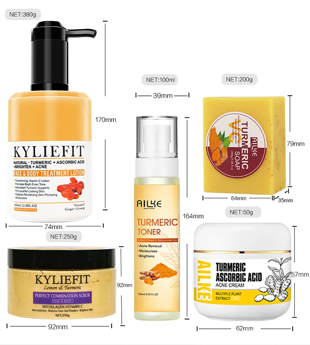 Kit Soins Curcuma Bio AILKE - Anti-Acné Éclaircissant Teint Uniforme