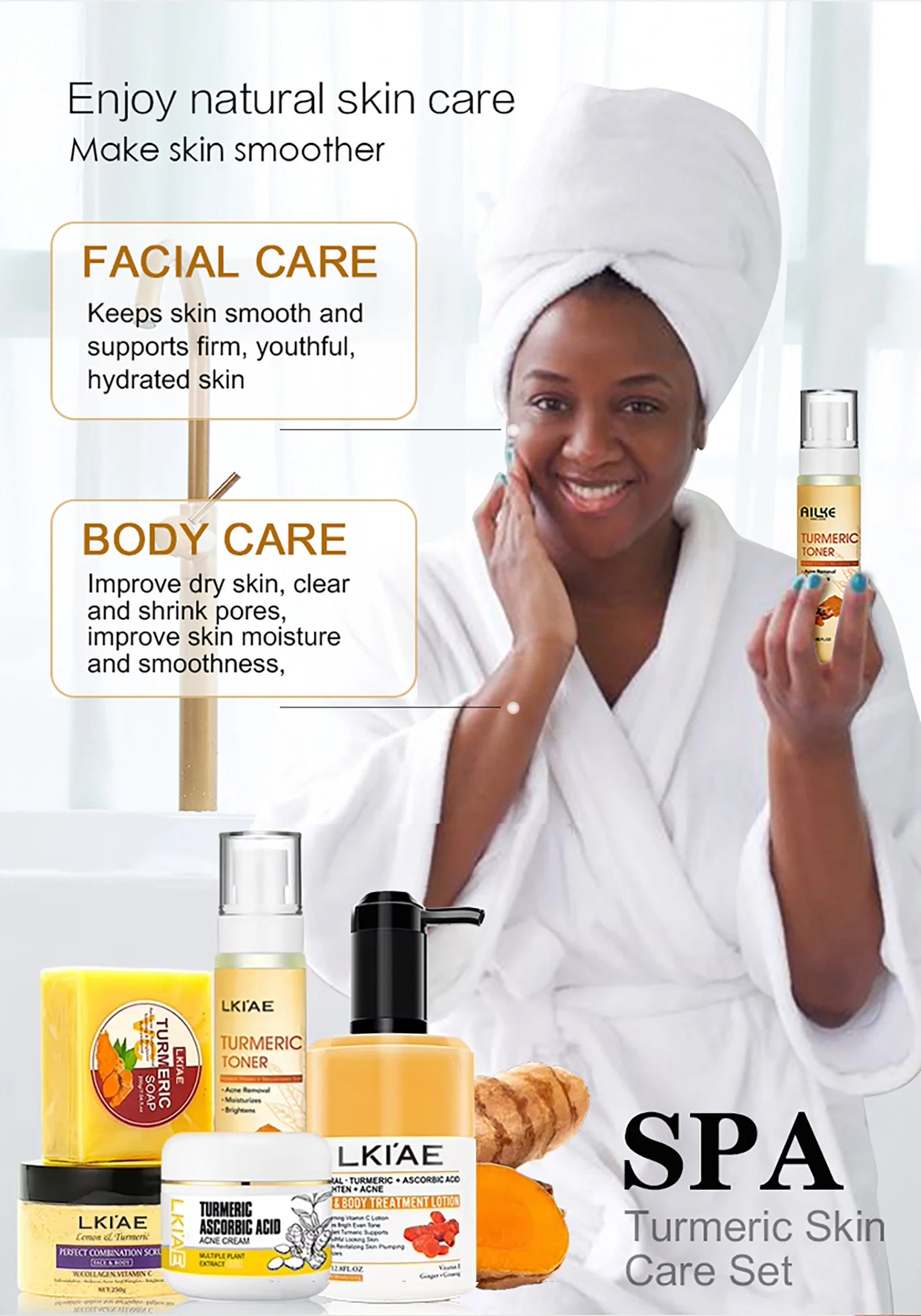 Kit Soins Curcuma Bio AILKE - Anti-Acné Éclaircissant Teint Uniforme