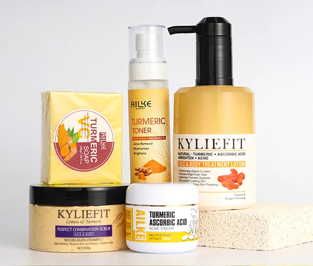 Kit Soins Curcuma Bio AILKE - Anti-Acné Éclaircissant Teint Uniforme