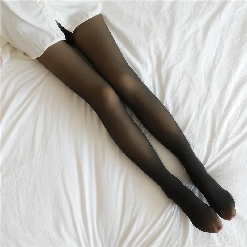 Leggings thermiques taille haute pour femmes, collants translucides élastiques, pantalons chauds, pantalons assiste épais, sexy, sourire féminin, hiver