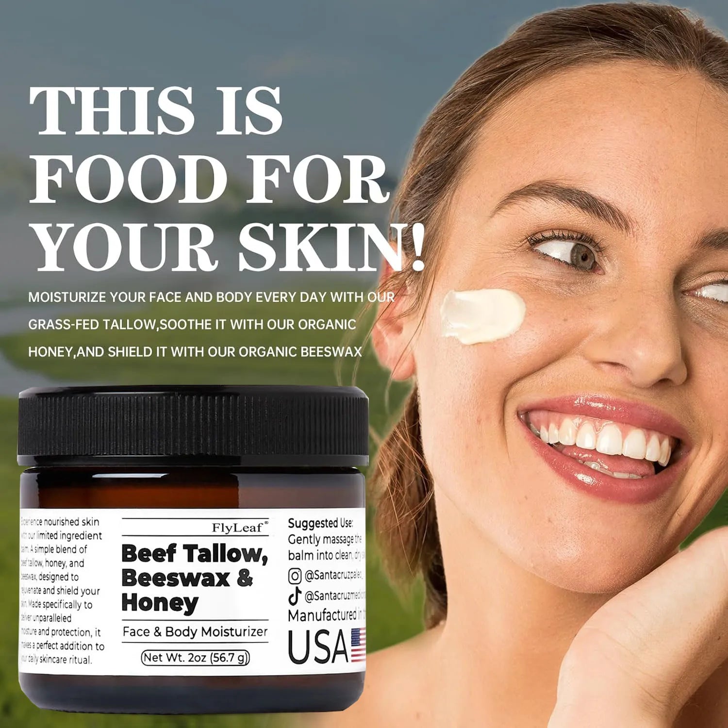 Baume fouetté au Tallow de bœuf et au miel visage et corps
