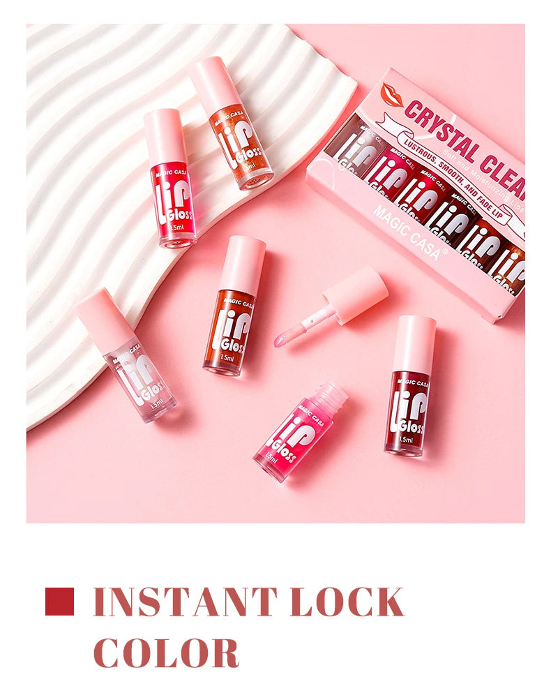 MAGIC CASA 6 pièces/ensemble petite bouteille huile à lèvres gelée hydratante longue durée hydratant lisse scintillant liquide hydratant pour les lèvres
