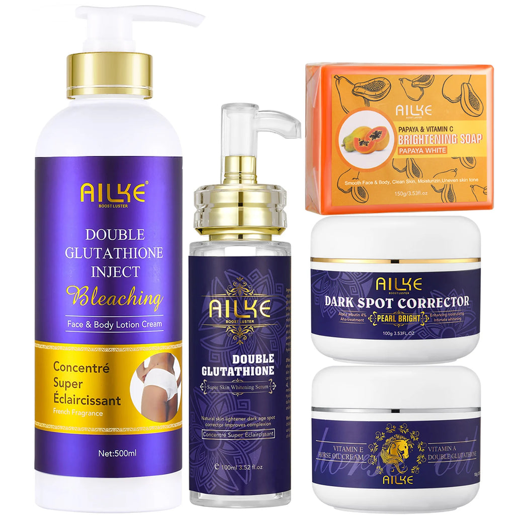 AILKE Kit de soins de la peau 5 en 1 au glutathion pour femme