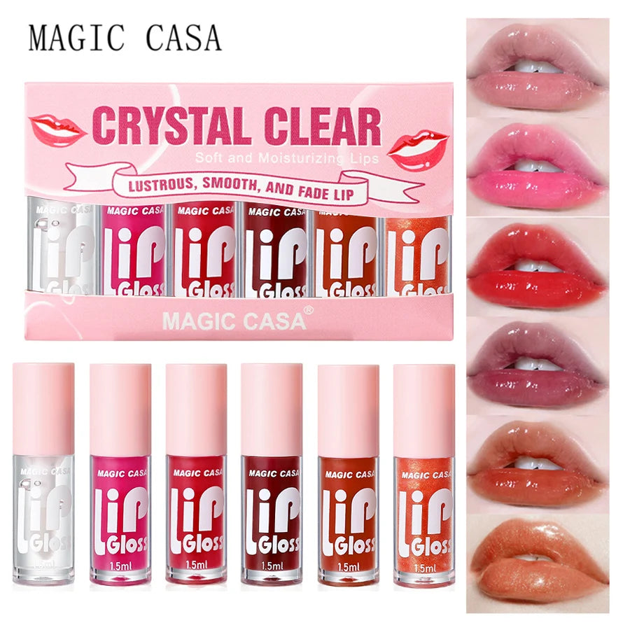 MAGIC CASA 6 pièces/ensemble petite bouteille huile à lèvres gelée hydratante longue durée hydratant lisse scintillant liquide hydratant pour les lèvres