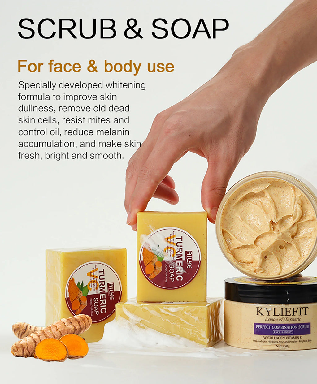 Kit Soins Curcuma Bio AILKE - Anti-Acné Éclaircissant Teint Uniforme