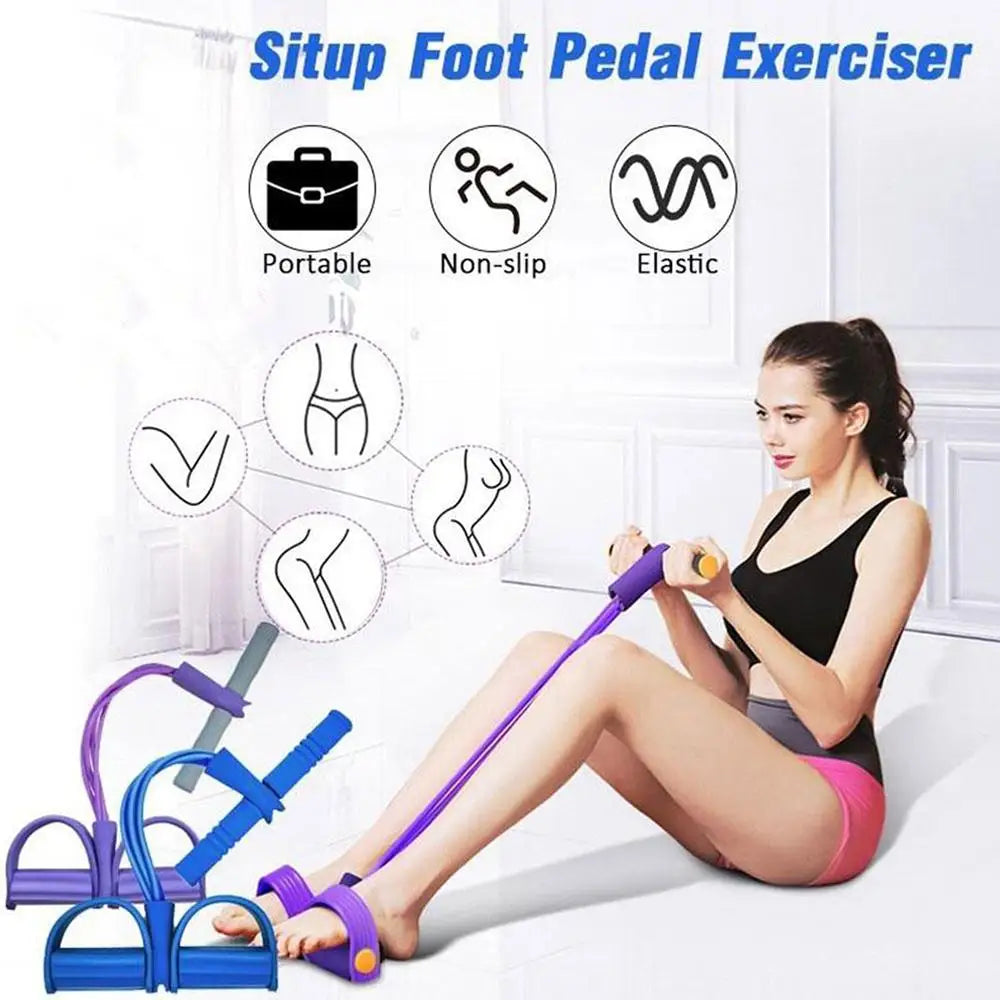 Bandes de résistance de fitness-4 extracteur de cheville de pédale de tube-bande d'exercice de corde d'étirement de jambe assise, bandes de fitness d'étirement d'entraînement