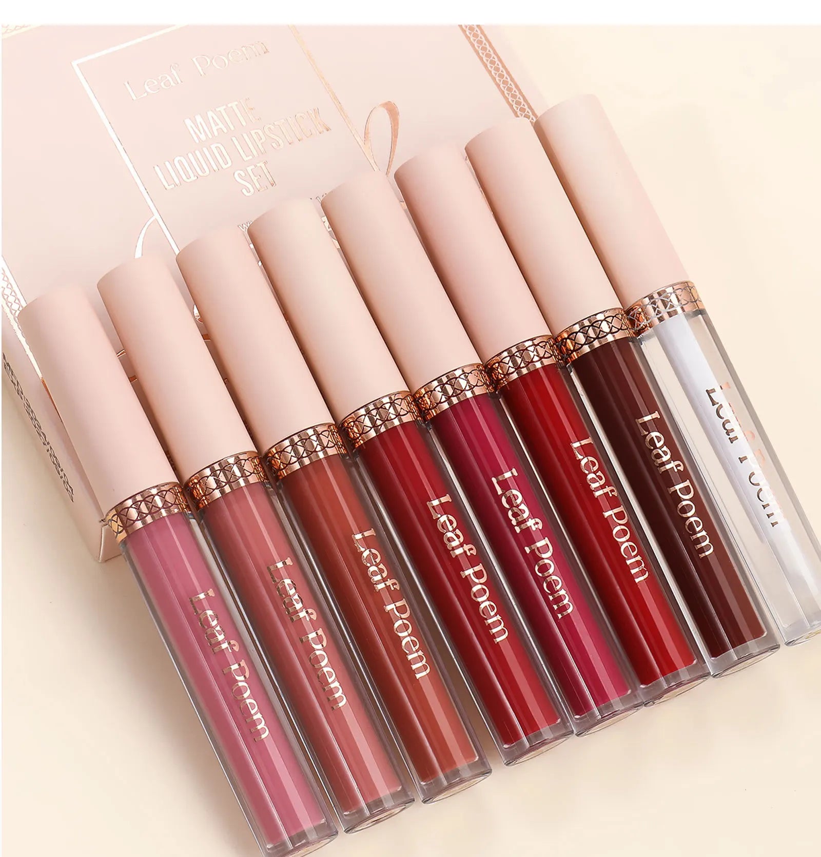 8 pcs rouge à lèvres liquide mat, vernis à lèvres - brillant à lèvres imperméable, antiadhésif, longue durée, tons marron, rose, violet et rouge, adapté pour la Saint-Valentin, au quotidien, les fêtes, les voyages