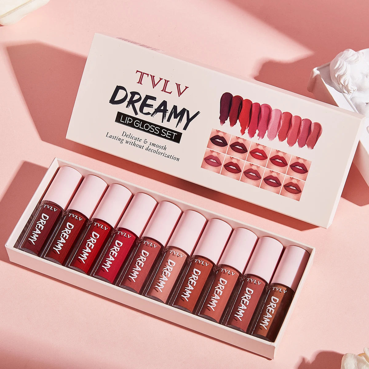 10 pièces/ensemble rouge à lèvres velours brillant à lèvres: brillant à lèvres imperméable et longue durée ensemble de rouge à lèvres hydratant pour femmes