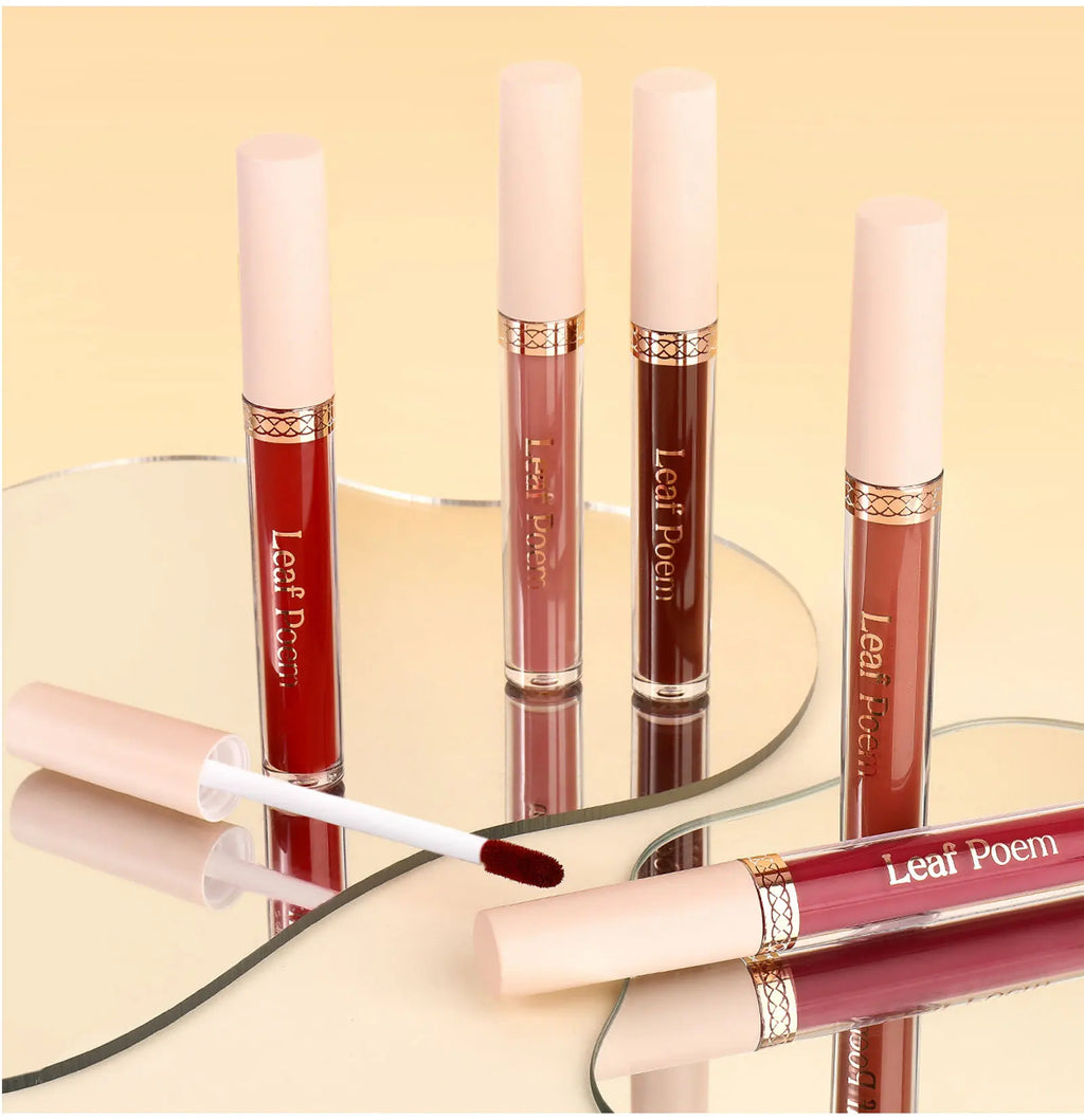 8 pcs rouge à lèvres liquide mat, vernis à lèvres - brillant à lèvres imperméable, antiadhésif, longue durée, tons marron, rose, violet et rouge, adapté pour la Saint-Valentin, au quotidien, les fêtes, les voyages
